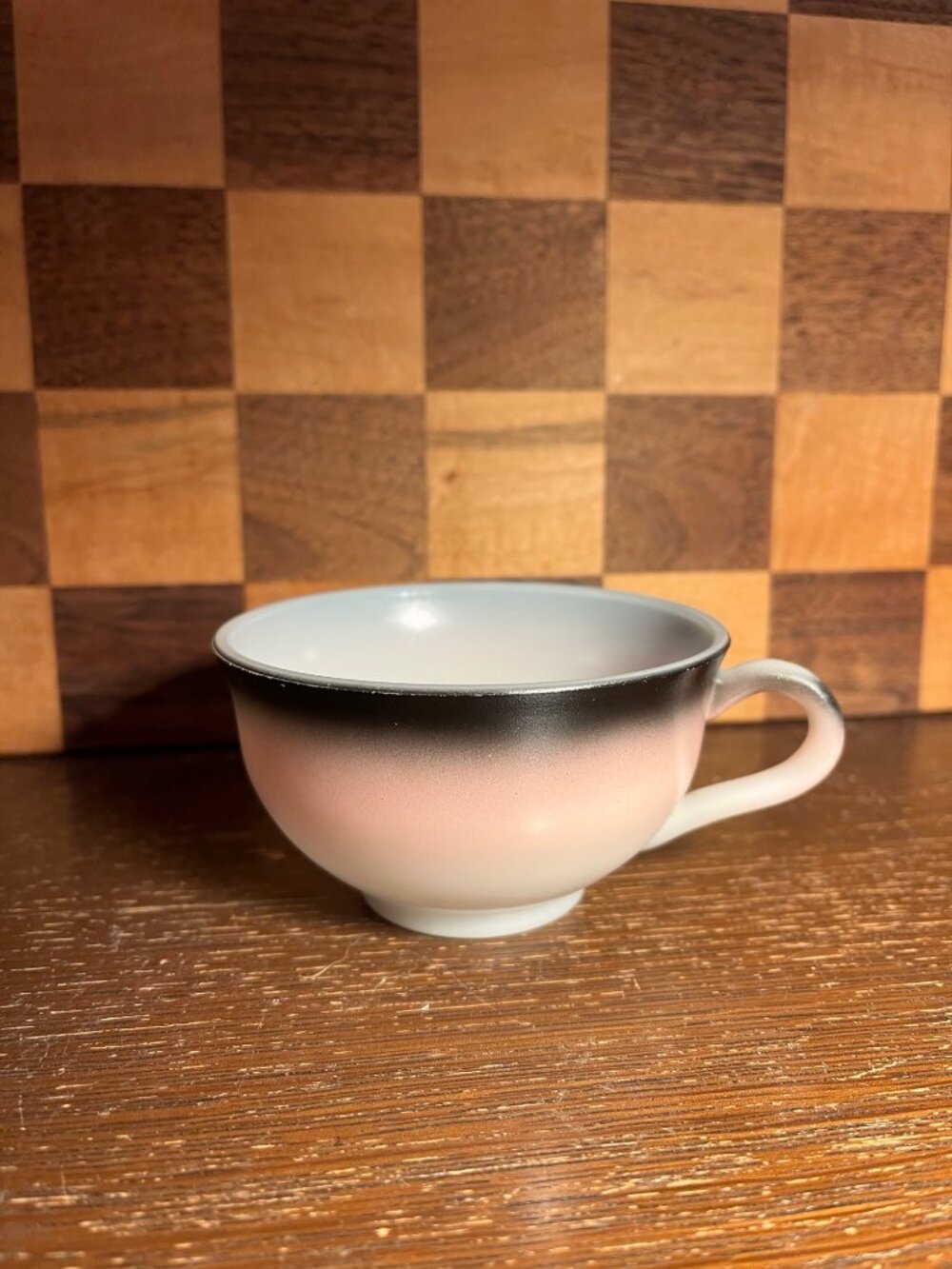 Hazel Atlas Pink and Grey Ombré Coffee Cup A1013